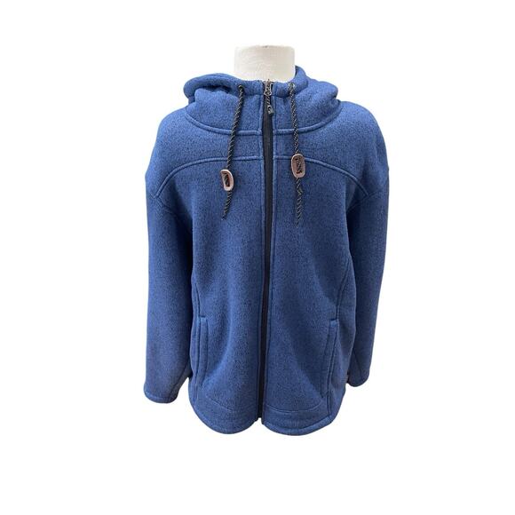 Free Country Mountain Fleece Osprey Jacket Blue W/ Black Fleece Men’s Size Large - Picture 1 of 16